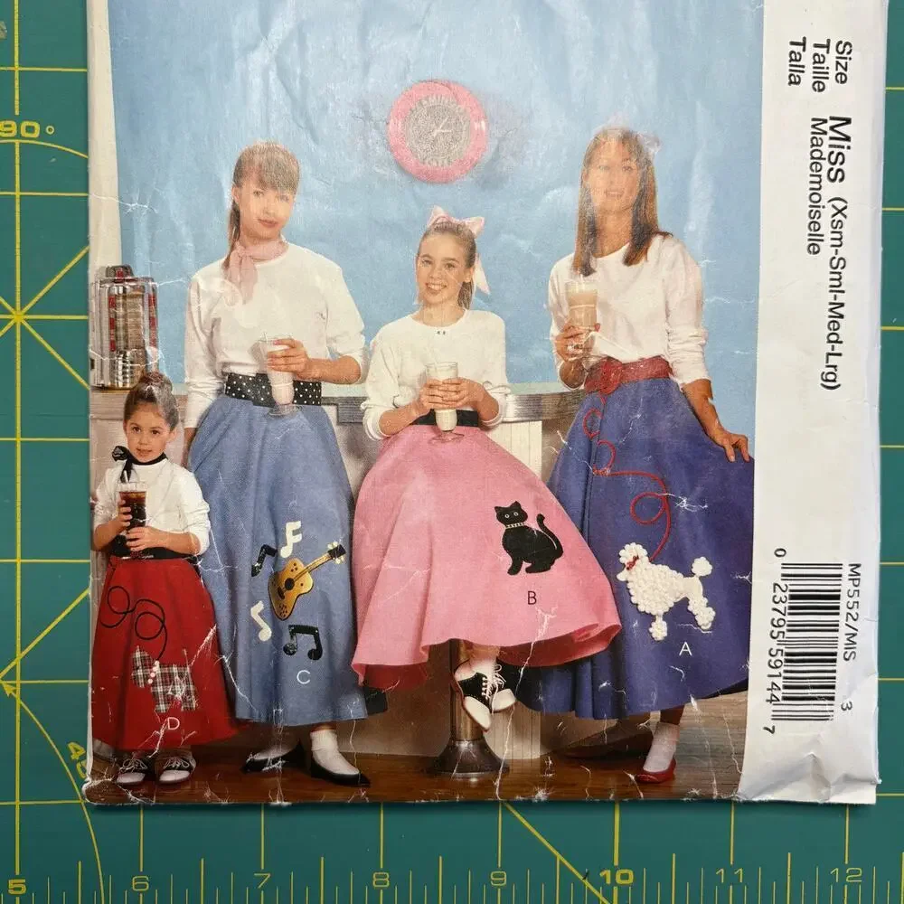 McCall's COSTUMES MP552 Poodle Skirt Sock Hop Costume Xs-Lrg Misses Complete